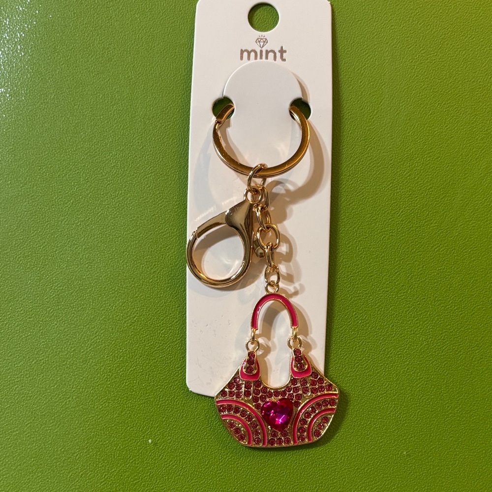 Fuchsia & Gold Handbag Keychain/Bag Charm